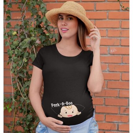 Pregnancy Maternity T-Shirt Printed Peek-A-Boo - Image 2