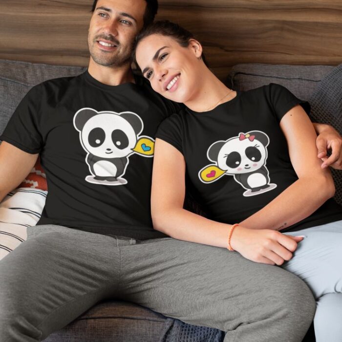 cute panda couple t-shirt