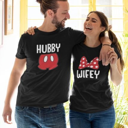 Mickey Minnie Hubby Wifey Couple T-shirt