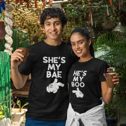 He is my Boo She is my Bae Couple T-shirt