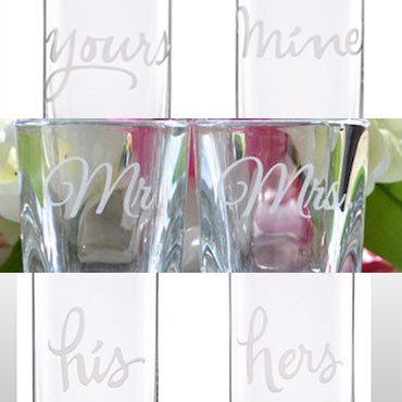 Engraved Romantic Shot Glasses set of 6
