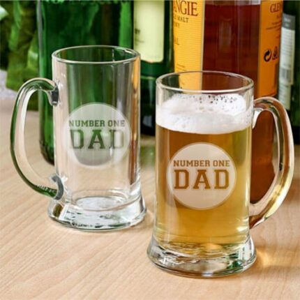 Engraved Worlds Number 1 Dad Beer Mugs