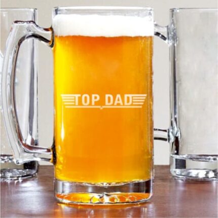 Engraved Top Dad Beer Mugs