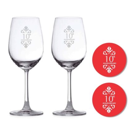 10th Marriage Anniversary Wine Glasses - Image 1
