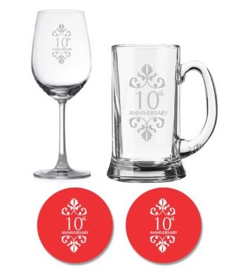 10th Anniversary Beer Wine Glasses