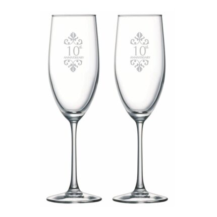 10th Wedding Anniversary Champagne Flutes Set of 2 - Image 3