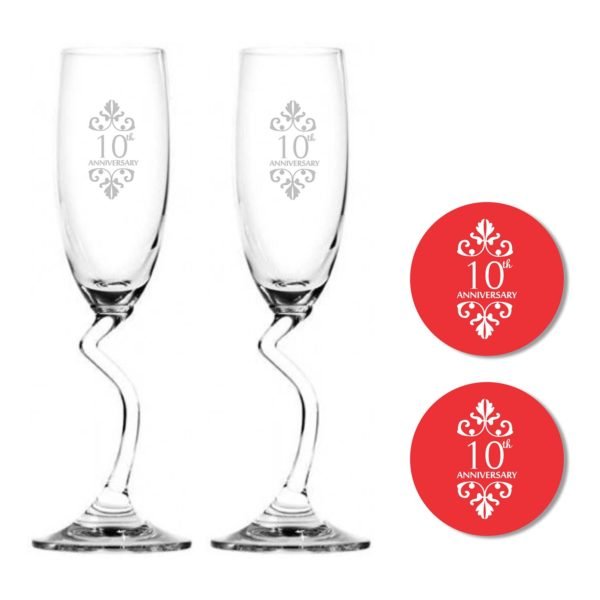 10th Marriage Anniversary Champagne Flutes