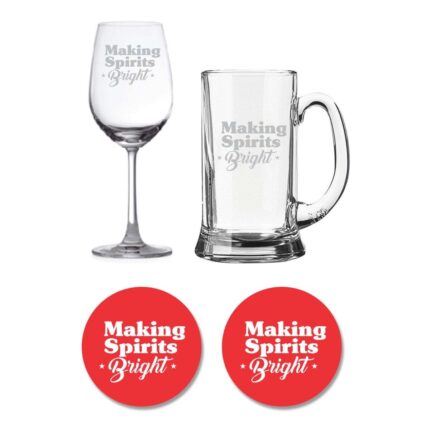 Making Spirits Bright Beer Mug and Wine Glasses - Image 5