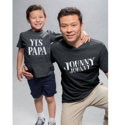 Johnny Johnny Yes Papa Dad and Son Family T-shirt