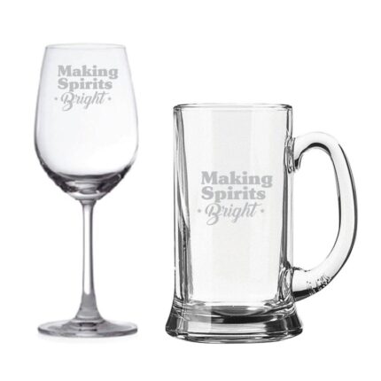 Making Spirits Bright Beer Mug and Wine Glasses - Image 2