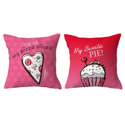 Sweety Pie Pizza Slice Couple Cushion Covers Set of 2