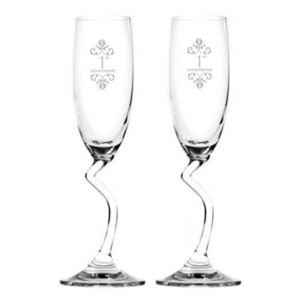 1st Wedding Anniversary Champagne Flutes Set of 2 - Image 4