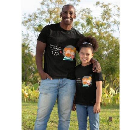 Fathers Day I Stole My Dads Heart Family T-Shirt Combo for Dad and Daughter -Black Men S Kid 5-6 Years - Image 3