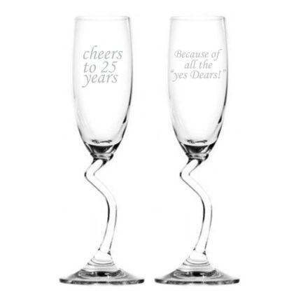 Cheers 25th Wedding Anniversary Champagne Flutes Set of 2 - Image 4