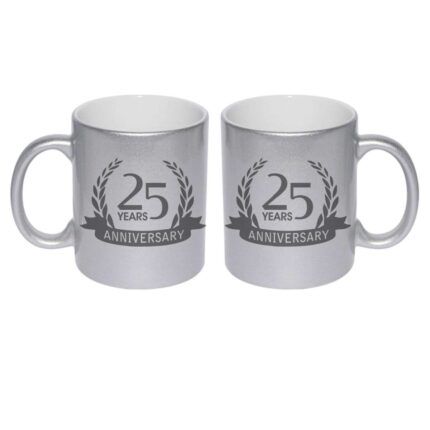 25th Happy Silver Anniversary Couple Coffee Mugs Set of 2 - Image 2