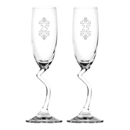 25th Wedding Anniversary Champagne Flutes Set of 2 - Image 4