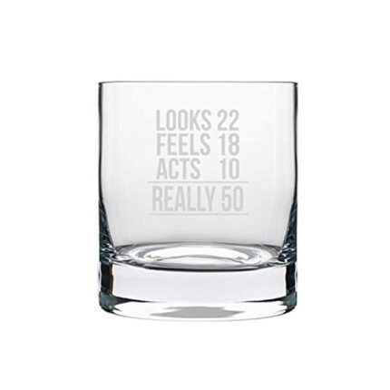 Yaya Cafe™ 50th Birthday Gifts, Looks Feels Acts Really Engraved Whiskey Glass - 352 ml - Image 3