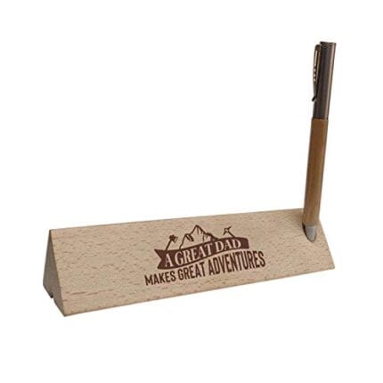 Birthday Gifts for Father Handmade Wooden Pen with Engraved Triangle Pen Box Holder - A Great Dad Makes Great Adventures - Image 5