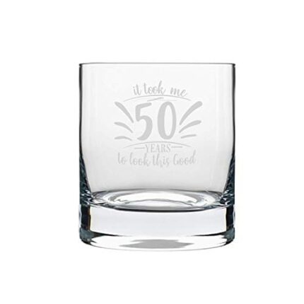 TheYaYaCafe 50th Birthday Gifts, Took Me 50 Years Look Good Engraved Whiskey Glass - 352 ml - Image 3