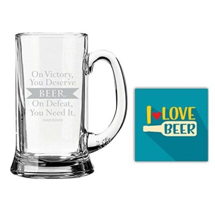 On Victory You Deserve Beer On Defeat Engraved Beer Mug with Quotes - Icon Beer 580ml