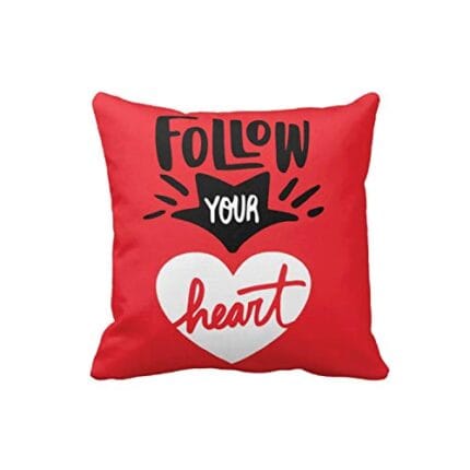 Canvas Cotton Only Good Vibes Follow Your Heart Motivational Quotes Printed Sofa Throw Pillows Cushion Cover (16X16 inches, Multicolour) - Set of 2 - Image 4