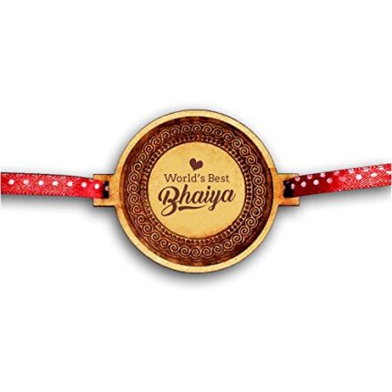TheYaYaCafe Men's and Women's Engraved Wood Rakhi Combo World's Best Bhaiya Bhabhi with Roli-Tika Raksha Bandhan Set of 2 - Image 3