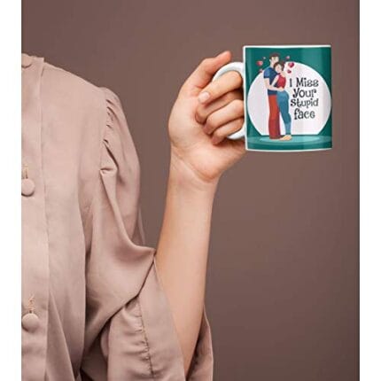 Valentine Gifts Combo for Girlfriend Wife Mug I Miss Your Stupid Face with Coaster, Cushion Cover - Image 6