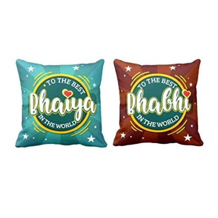 Rakhi for Brother-Bhabhi Combo, Cushion Covers 24X24 inches Bhaiya Bhabhi in The World with Printed-Rakhi