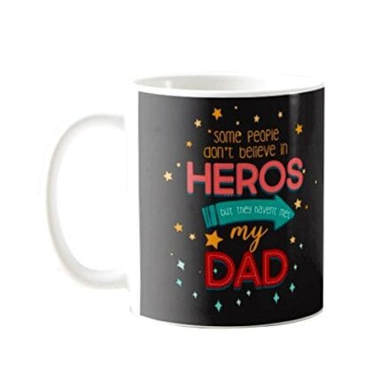 Hero Dad Canvas Cotton Cushion Cover of 12X12 inches, Mug of 330 ml, Coaster, Keychain for Dad - Image 6