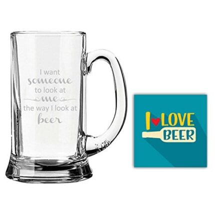 Yaya Cafe Someone Look Me Beer Engraved Beer Mug with Quotes - Icon Beer 580ml