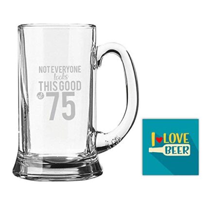 75th Birthday Gifts, Not Everyone Look This Good at 75 Engraved Beer Mug for Men - Playboy Beer 357 ml