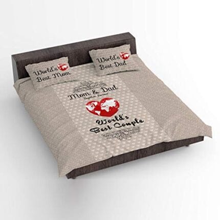 Worlds Best Couple Mom Dad Double Bedsheet with 2 Pillow Covers