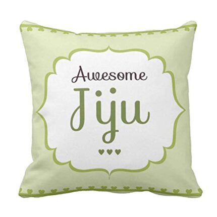 Awesome Jiju Adorable Didi Canvas Fabric Cushion Cover, 16X16 inches (Green) - Set of 2 - Image 3