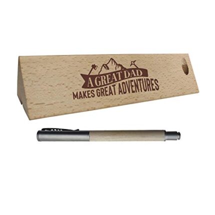 Birthday Gifts for Father Handmade Wooden Pen with Pen Box A Great Dad Make Great Adventures Engraved - Triangle with Holder - Image 5