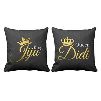 Canvas Cotton 180 TC Cushion Cover, 16 x 16 Inch, Black, 2 Pieces