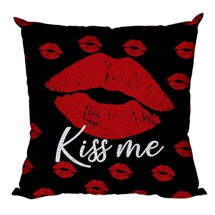 Valentine Day Gifts for Girlfriend Wife Hug Me Kiss Me Couple Magic Sequin Cushion Covers Set of 2 Love Anniversary - 20 x 20 inches - Image 3