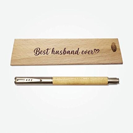 TheYaYaCafe Birthday Gifts Day Gifts Handmade Wooden Pen with Engraved Triangle Pen Box for Husband - Best Husband Ever Heart - Image 4