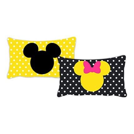 Anniversary Gifts Mickey Minnie Printed Bedsheet for Couple with 2 Pillow Covers - Yellow and Black - Image 3