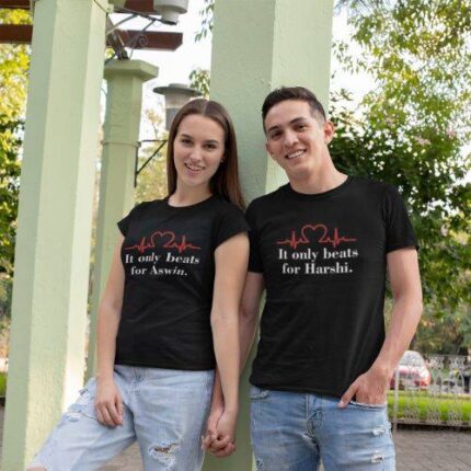 Personalized Heartbeat Couple T Shirts - Image 14