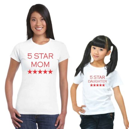 5 Star Mom and Daughter Family T-Shirt - Image 2