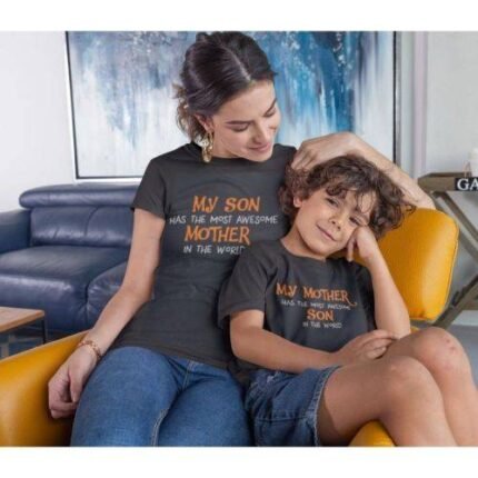 Awesome Mother and Son Family T-Shirt