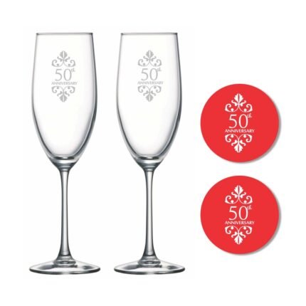 50th Wedding Anniversary Champagne Flutes Set of 2