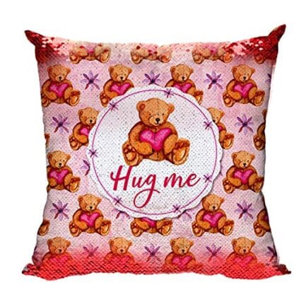 Valentine Day Gifts for Girlfriend Wife Hug Me Kiss Me Couple Magic Sequin Cushion Covers Set of 2 Love Anniversary - 20 x 20 inches - Image 6