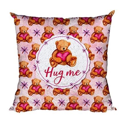 Valentine Day Gifts for Girlfriend Wife Hug Me Kiss Me Couple Magic Sequin Cushion Covers Set of 2 Love Anniversary - 20 x 20 inches - Image 4