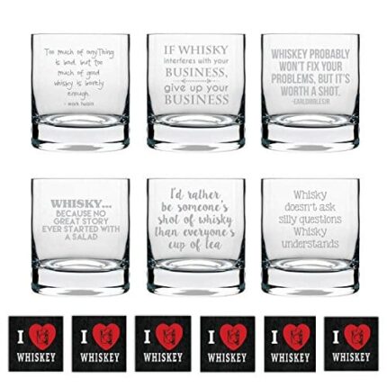 Engraved whiskey glass 325ml (Clear) - Set of 6