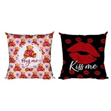 Valentine Day Gifts for Girlfriend Wife Hug Me Kiss Me Couple Magic Sequin Cushion Covers Set of 2 Love Anniversary - 20 x 20 inches - Image 8