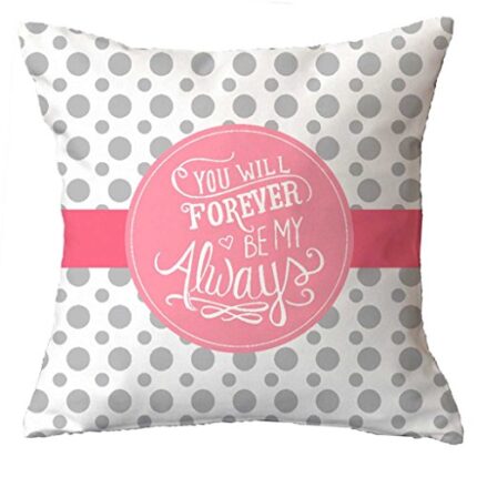Polyester Blend You Will Always Be My Forever Printed Cushion Covers (12x12-inch, Silver) - Image 4