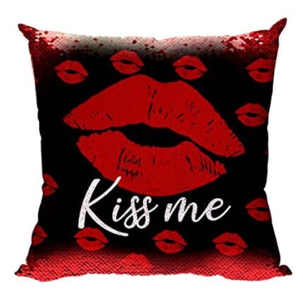 Valentine Day Gifts for Girlfriend Wife Hug Me Kiss Me Couple Magic Sequin Cushion Covers Set of 2 Love Anniversary - 20 x 20 inches - Image 5