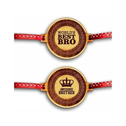 Yaya Cafe Family Rakhi for Brother Set of 2 Engraved Worlds Best Awesome Brothers Rakhi Raksha Bandhan