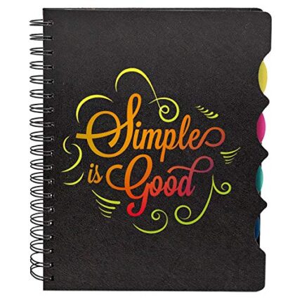 Wire bound Travel Pad Notebook A5 Size, 300 Ruled Pages Printed Simple is Good Motivational Quote side Printed Notepad